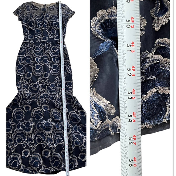 DAVID MEISTER FLORAL JACQUARD FULL LENGTH GOWN Women Size 2 - Picture 13 of 16